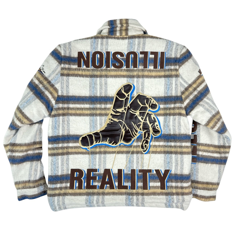 "Illusion" Plaid Jacket - Khaki/Blue