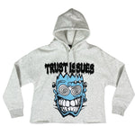 "Trust Issues" Cropped Hoodie - Cloud