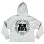 "Trust Issues" Cropped Hoodie - Cloud