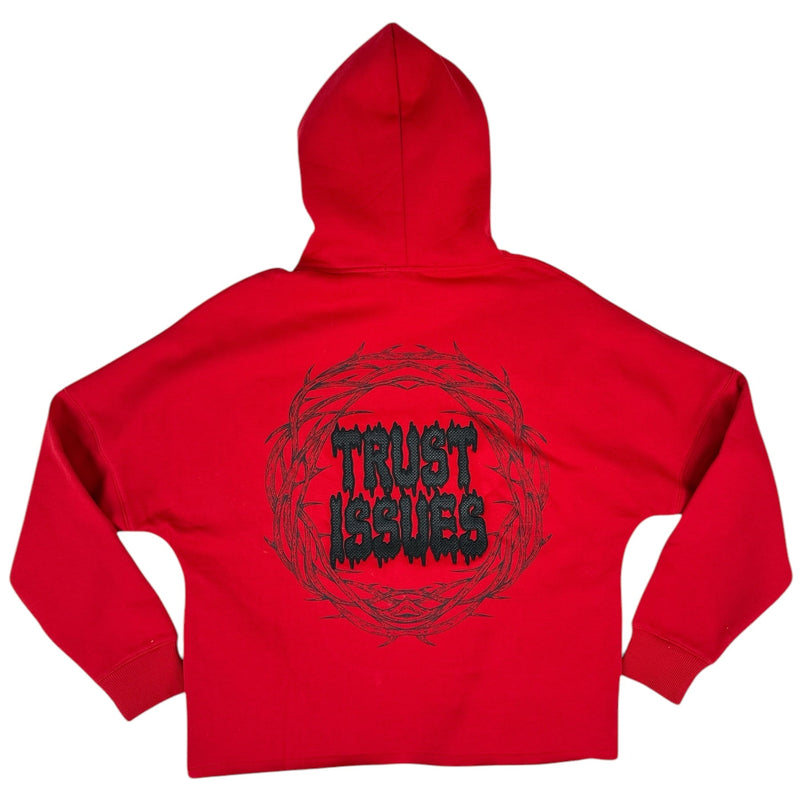 "Trust Issues" Cropped Hoodie - Red