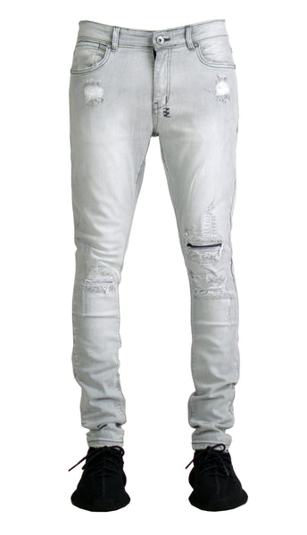 Rip & Repair Clean Denim - Lt Grey – Focus Jeans